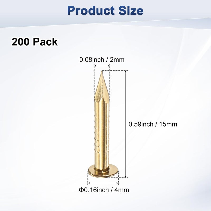 M METERXITY 200-Pack Small Tiny Nails, 2mm x 15mm Brass Precision MIni Nails Hardware Round Head for Wooden/DIY Crafts Decorative/Household Accessories/Picture Hanging - Image 3